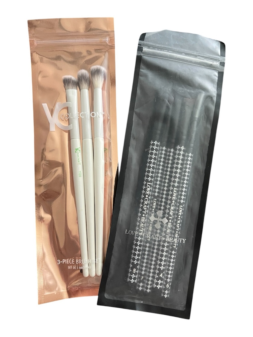 YC Collection 3-Piece Eye Brush & Love Craft Beauty 5-piece Brush Sets